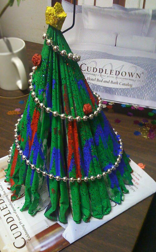 Christmas Tree Made from a Cuddledown Catalog