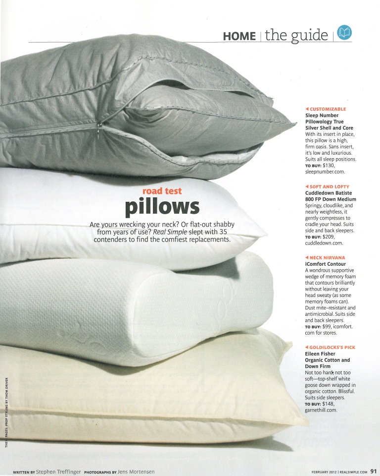 Our 800 Fill Power European White Goose Down Pillow in Real Simple magazine