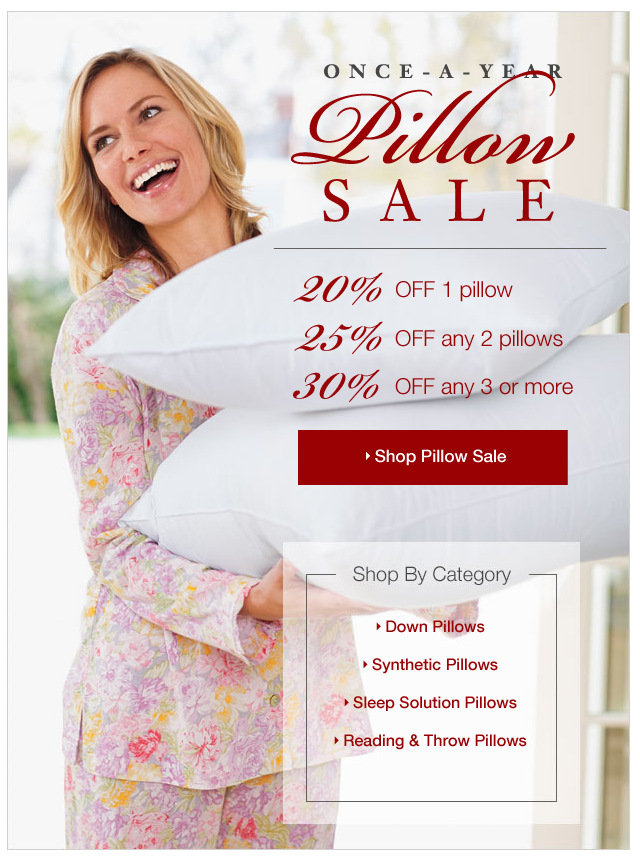Cuddledown's Annual Pillow Sale!