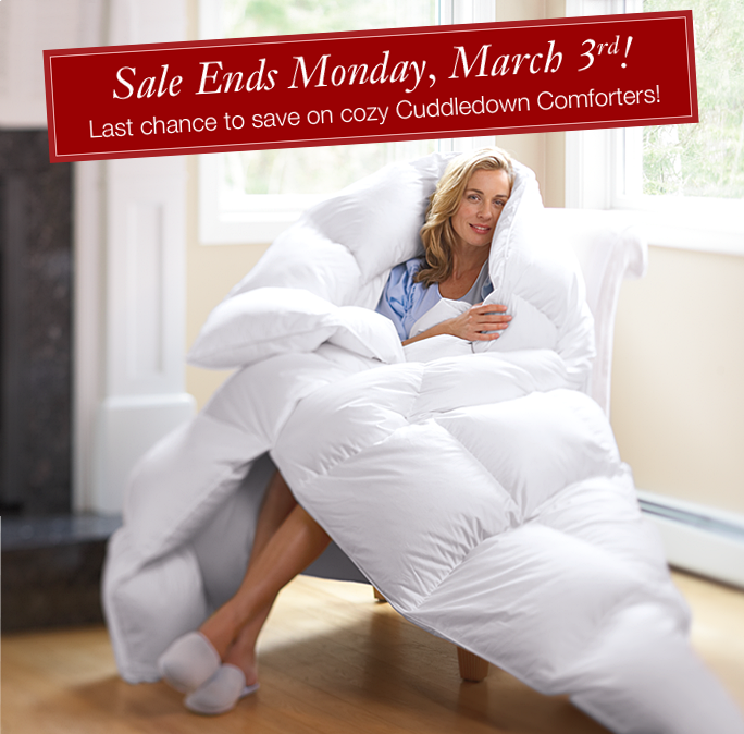 Cuddledown's comforter sale ends Monday!