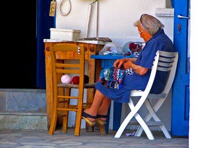 Napping Greek villager