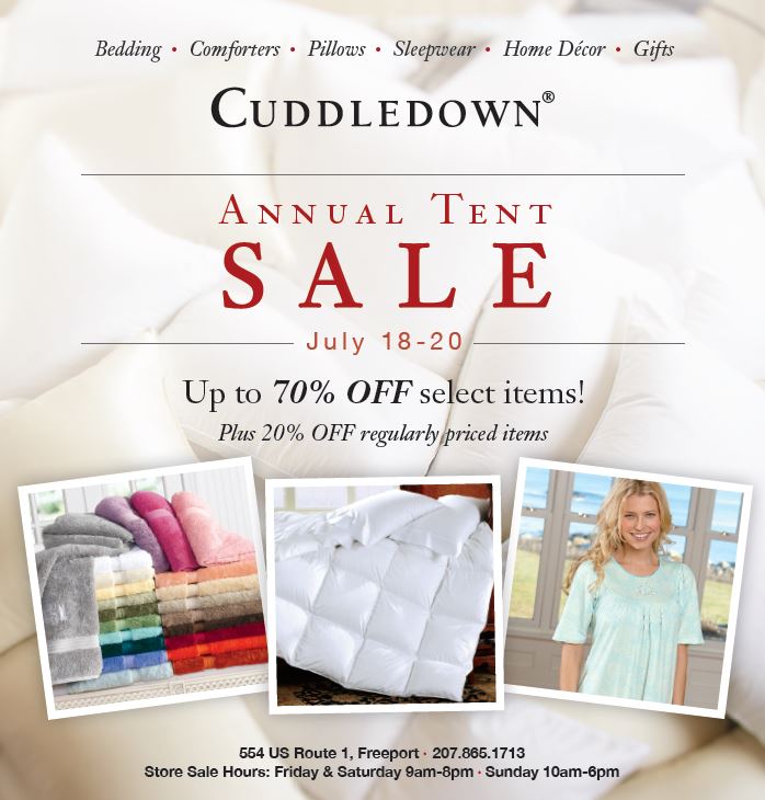 Cuddledown's Annual Tent Sale July 18-20